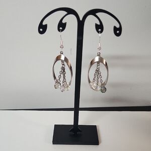 AB Crystal Silver Dangle Earrings